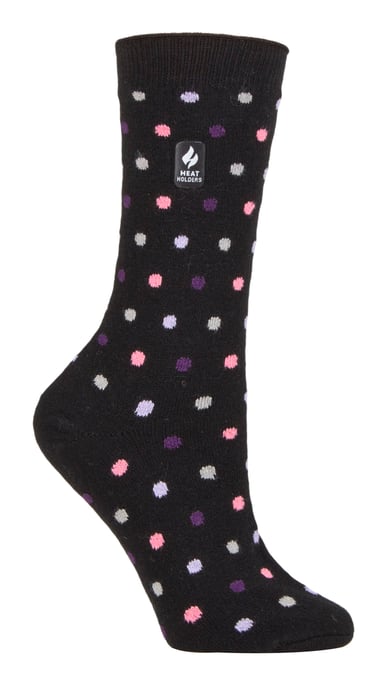 Heat Holders - Calcetines térmicos de mujer Ultra Lite con diseño de hilo interior cepillado - Negro/Morado (Nicosia) - Image 1