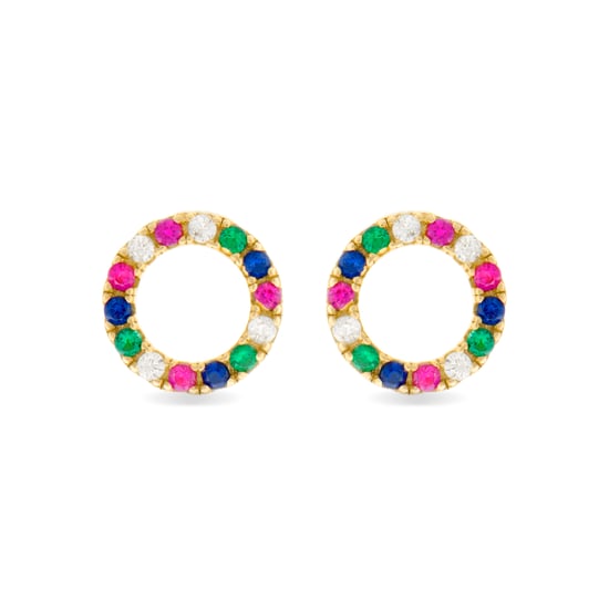 Pendientes Luxenter de Plata de Ley 925 con Circonita Multicolor acabados en oro amarillo de 18K - Machi - Image 1