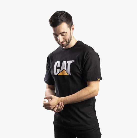 CAT TRADEMARK LOGO Mens Cotton T-Shirt Black - Image 1