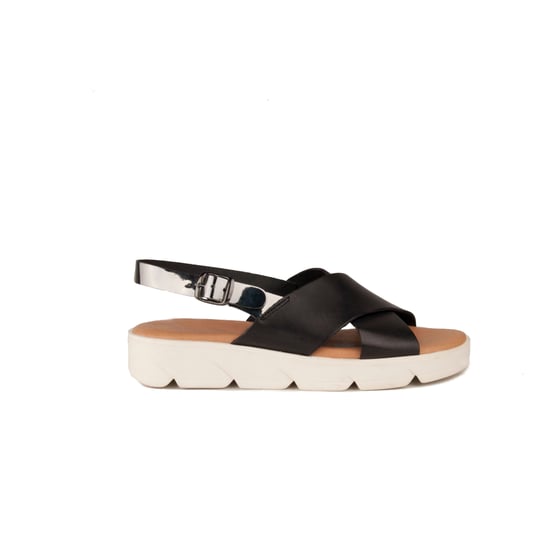 Confortable wedge sandal Purapiel in Black