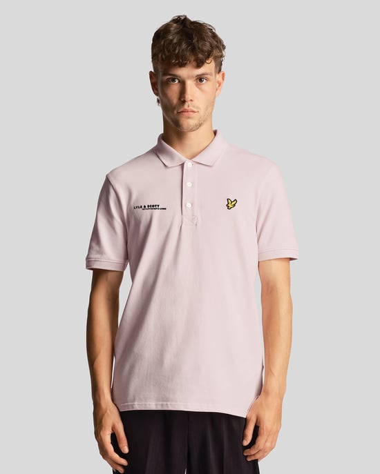 Lyle & Scott men's polo shirt with Co-Ordinates print in pink