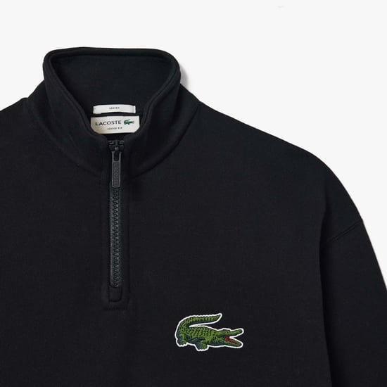 Unisex Lacoste Loose Fit High Neck Sweatshirt in Black
