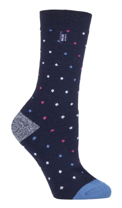 Heat Holders - Calcetines térmicos de mujer Ultra Lite con diseño de hilo interior cepillado - Navy Spots (Berry) - Image 1