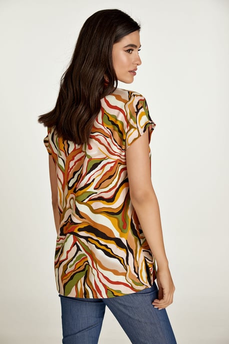 Blusa sin mangas con estampado de remolinos en color ladrillo - Image 3