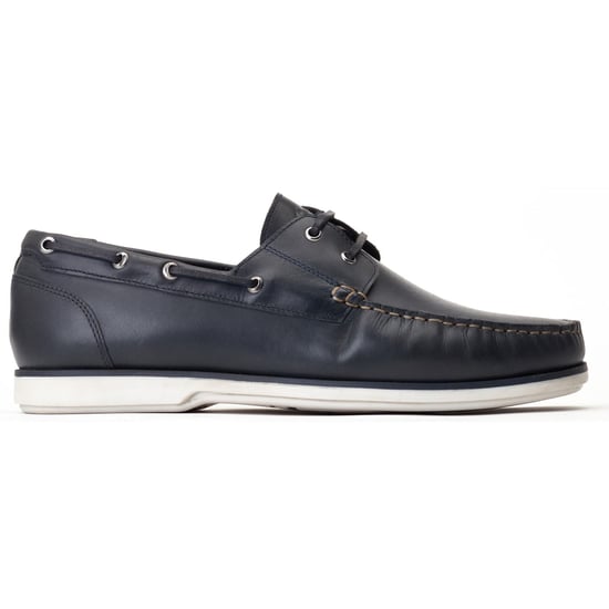 Base London Stern Leather Men's Navy Boat Shoes - Image 5