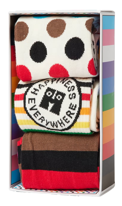 3 Pack Multipack Pride Socks Giftbox | Happy Socks | Multicoloured Rainbow LGBTQIA+ Socks - Rainbow - Image 2