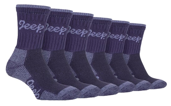 JEEP - 6 Par Multipack Señoras Algodón Transpirable Acolchado Calcetines Senderismo | Womens Cushioned Anti Blister Crew Trekking Socks - Lilac / Purple - Image 1