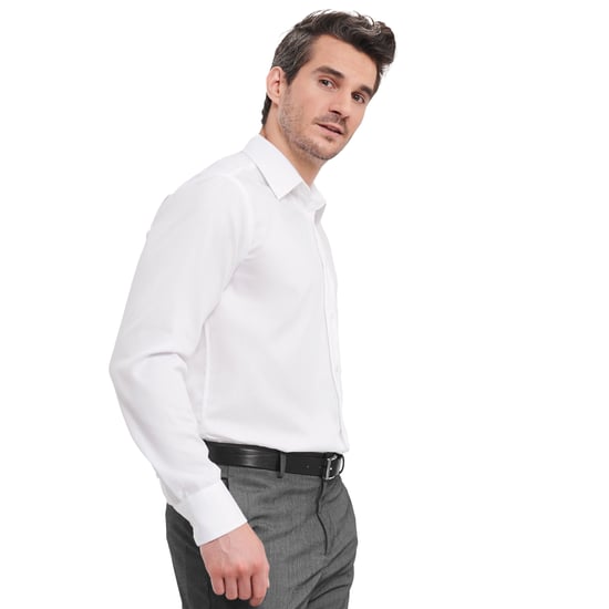Russell Mens Ultimate Non-Iron Tailored Long-Sleeved Formal Shirt (White) - Image 4