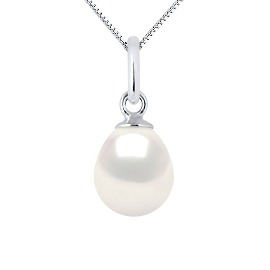 Perla de agua dulce colgante 7-8 mm Pear de oro blanco de 18k entregado con cadena - Image 1