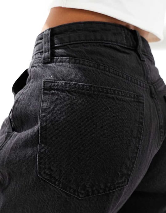 Abercrombie & Fitch Curve Love high rise loose fit pleated jeans in black