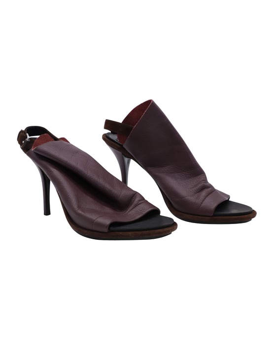 Balenciaga Open Toe Slingback Mules in Burgundy Leather - Image 3