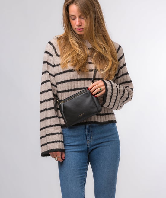 'Jess' Black Nappa Leather Cross Body Bag