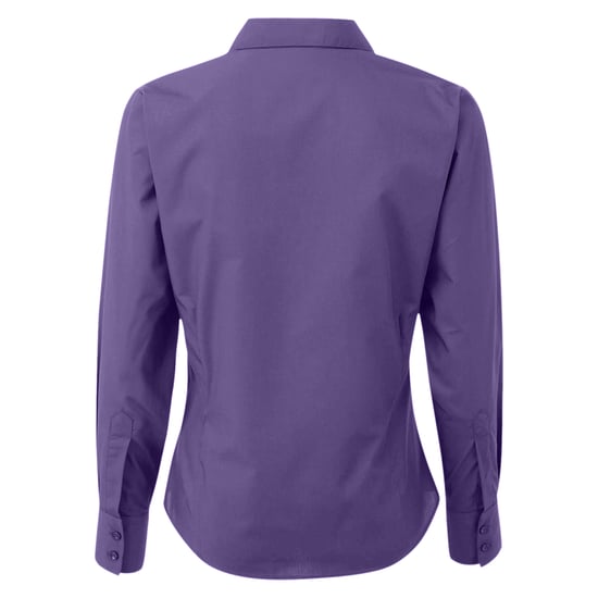 Premier Womens/Ladies Poplin Long-Sleeved Blouse (Purple) - Image 2
