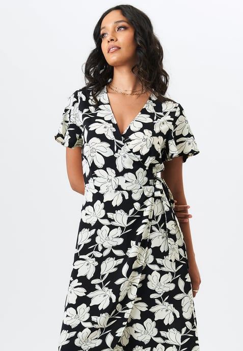 Vestido midi cruzado con estampado floral - Image 2
