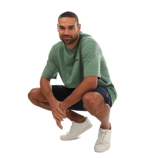 Men's Lacoste Loose Fit Large Crocodile Organic Cotton T-Shirt in Green