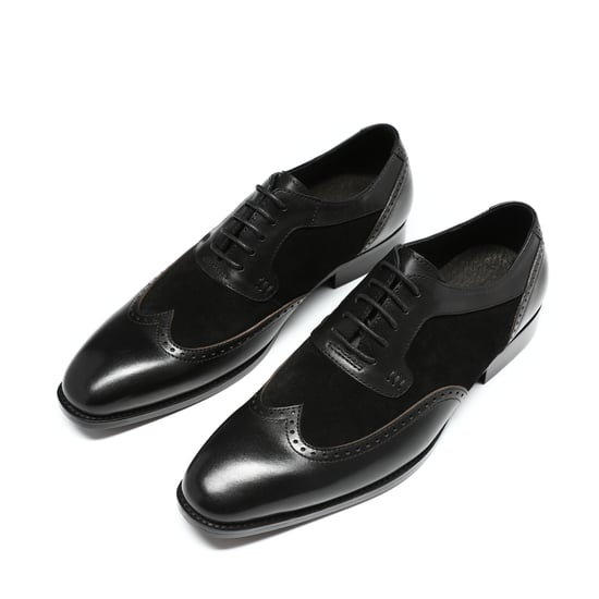 Men's shoe with classic decorative stitching Business shoes Smooth leather Low shoes Black - Image 3