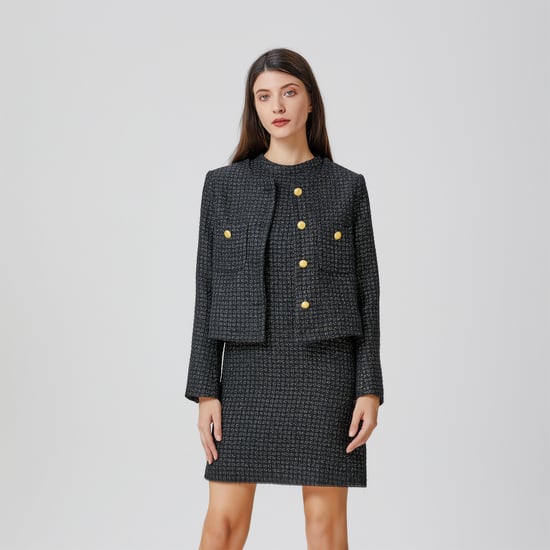 Sleeveless tweed trapeze short dress - Image 2