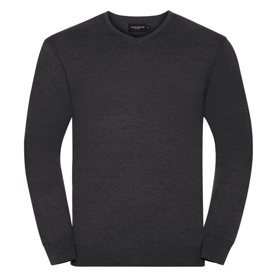 Russell Collection Mens Knitted V Neck Sweatshirt (Charcoal Marl) - Image 1
