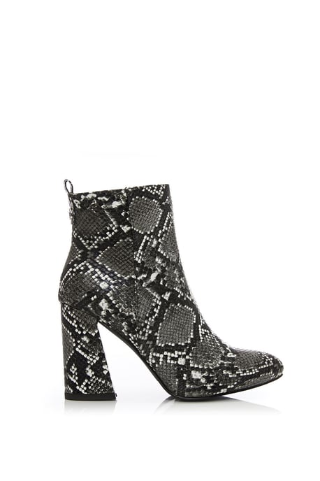 'Delfie' Monochrome Snake Print Ankle Boots