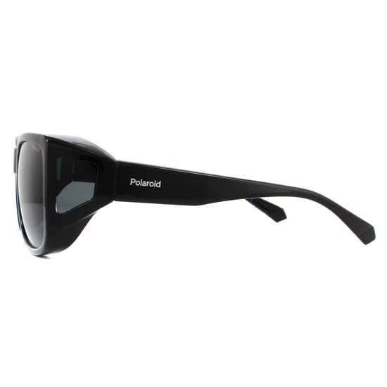 Gafas de sol polarizadas unisex Polaroid Suncovers Wrap negras y grises - Image 3