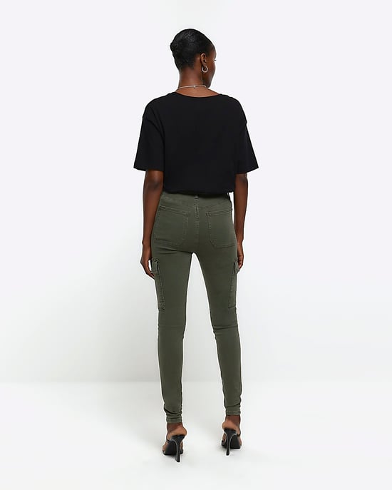 River Island Womens Cargo Jeggings Khaki High Waisted Skinny