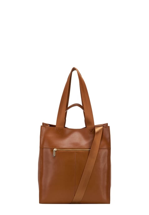 Smooth Leather Tote Shoulder Bag