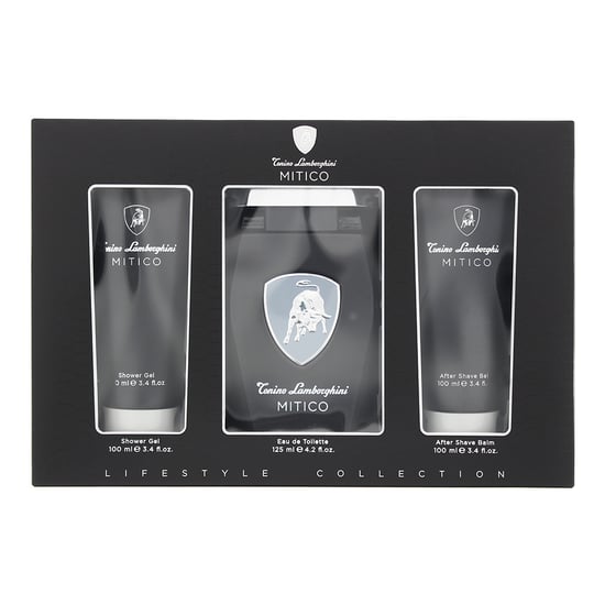 Tonino Lamborghini Mitico Eau De Toilette 125ml, Shower Gel 100ml + Aftershave Balm 100ml Gift Set