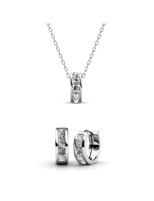 Conjuntos de aros cuadrados - Plata y cristal - Image 1