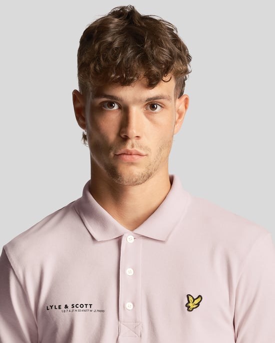 Lyle & Scott men's polo shirt with Co-Ordinates print in pink