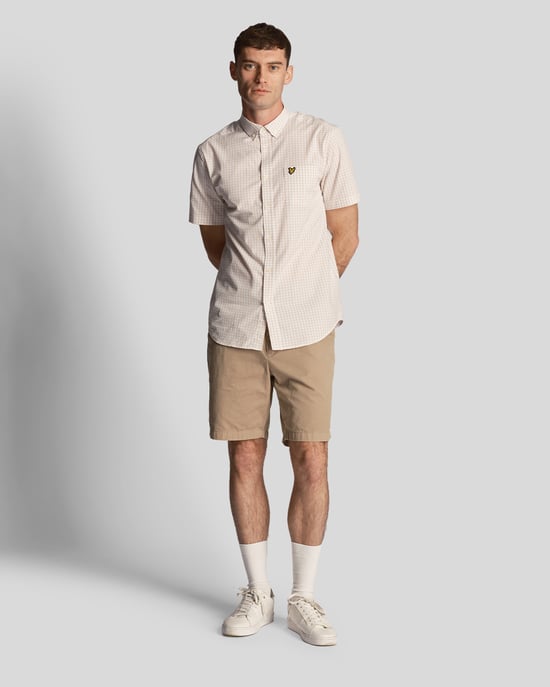 Camisa de manga corta slim fit a cuadros en azul para hombre Lyle & Scott - Image 2