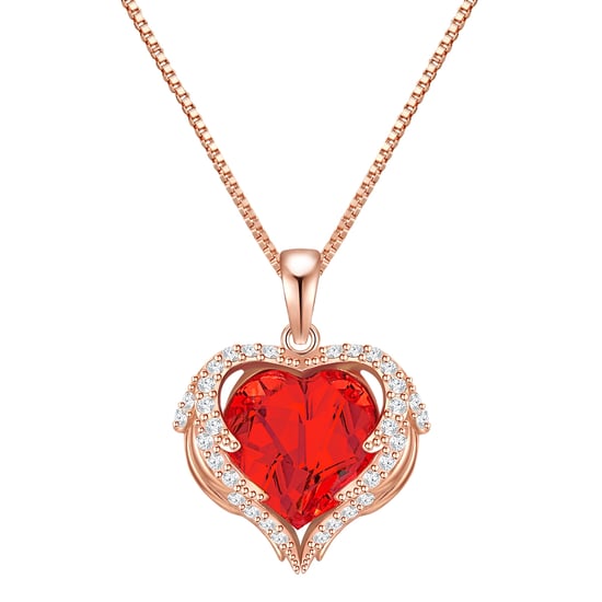 Necklace with pendant sterling silver rose gold embellished with swarovski crystals® light siam white Rafaela Donata - Image 1