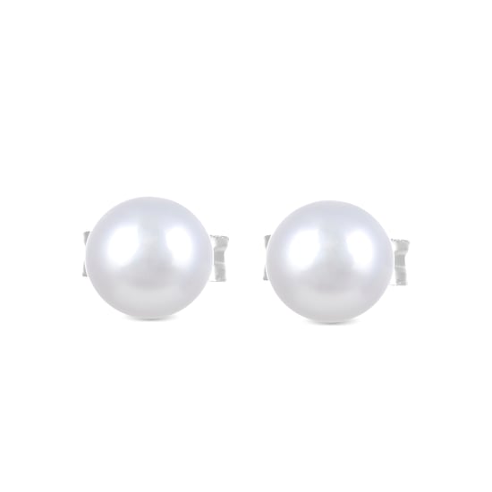 Pendientes Luxenter, básico de plata de ley 925 y perla blanca con acabado en baño de rodio - Image 1