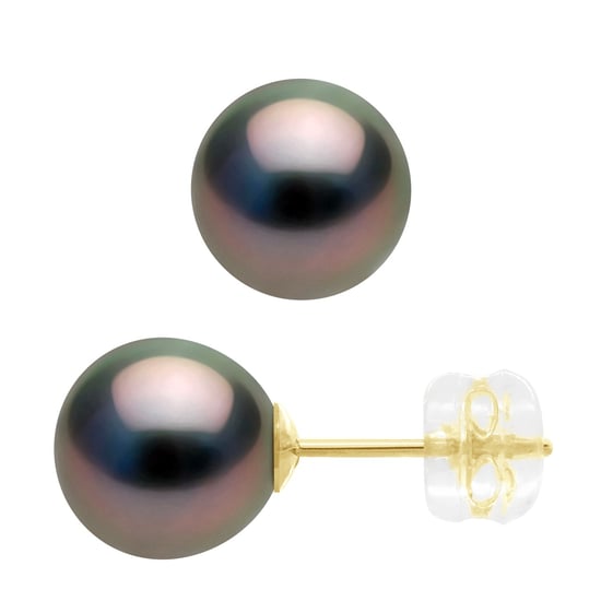 Earrings - Yellow Gold 375 - Real Cultured Tahiti Pearls Round 8-9 mm - Image 1