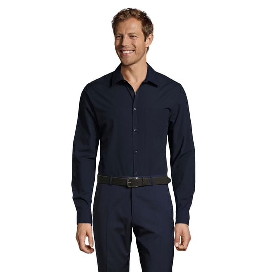 SOLS Mens Baltimore Fitted Shirt (Dark Blue) - Image 1