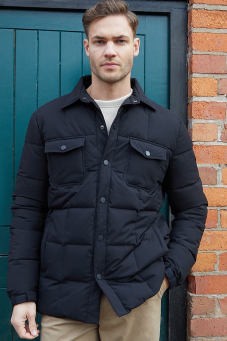 Black Lightweight Collared Quilted Jacket