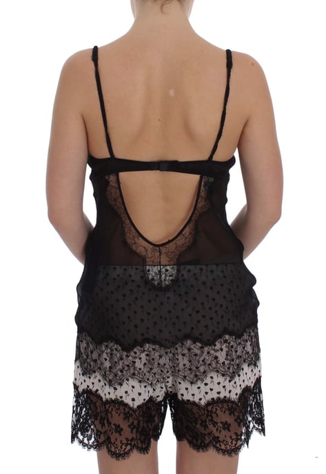 Top de Lencería Babydoll de Encaje de Seda Negra de Dolce & Gabbana - Image 3