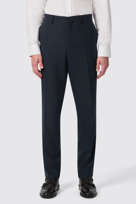 Hodge Slim Fit Navy Pinstripe Trousers
