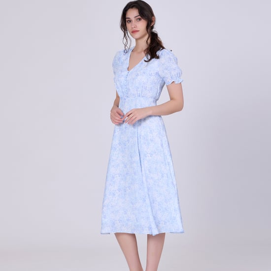 Flared empire dress with liberty print