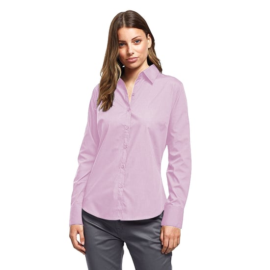 Premier Womens/Ladies Poplin Long-Sleeved Blouse (Pink) - Image 3