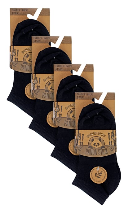 12 Pares de Calcetines de Bambú Blancos Anti Ampollas para Niños - Negro - Image 2