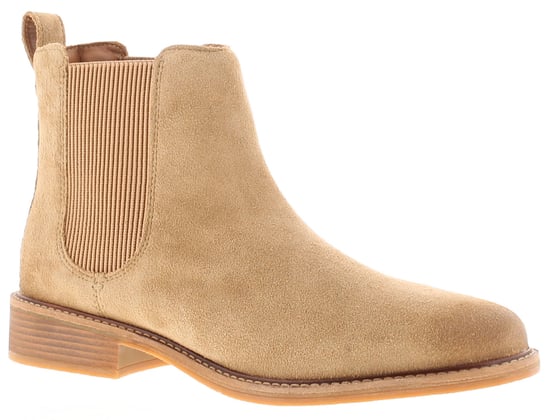 Clarks Womens Chelsea Boots Cologne Arlo 2Suede Leather Slip On light tan - Image 1