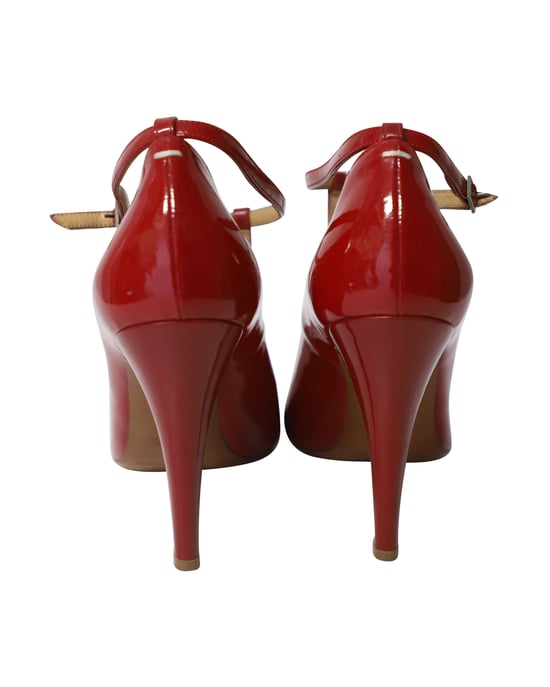 Maison Martin Margiela Point-Toe with T-Strap in Red Patent Leather - Image 4