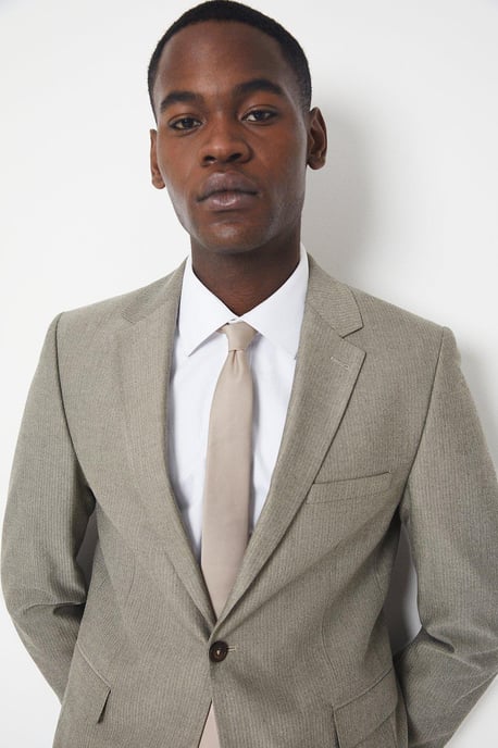 Neutral Herringbone Suit Jacket