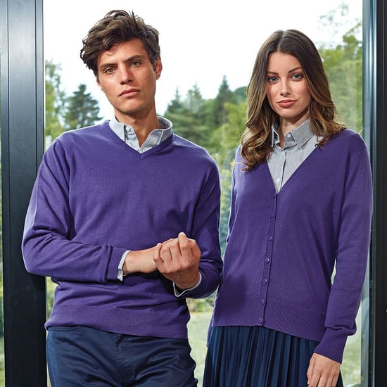 Premier Mens V-Neck Knitted Sweater (Purple) - Image 4