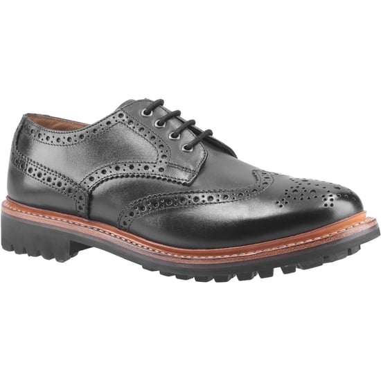 Cotswold Mens Quenington Commando Lace Up Dress Leather Shoe (Black) - Image 1