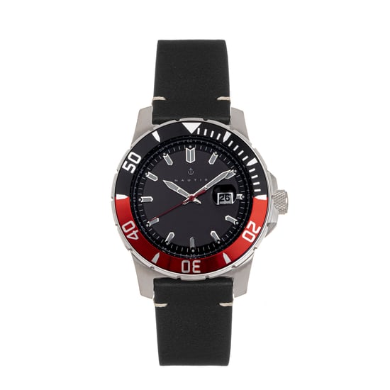 Nautis Dive Pro 200 Leather-Band Watch w/Date