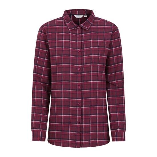 Mountain Warehouse Womens/Ladies Balsam Brushed Flannel Longline Shirt (Burgundy) - Image 1