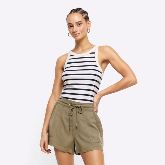 River Island Womens Shorts Khaki Lyocell Drawstring