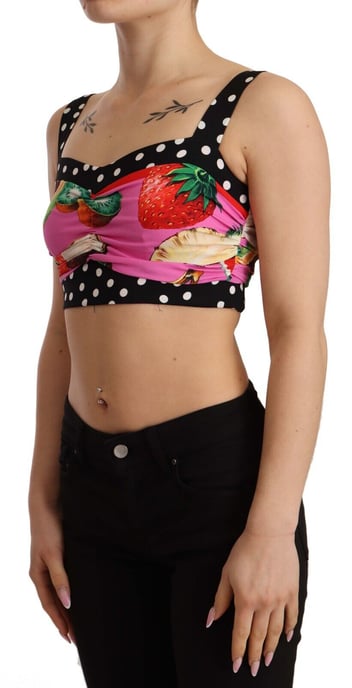 Top de Sito de Seda Multicolor con Estampado de Frutas de Lunares para Mujer de Dolce & Gabbana - Image 2