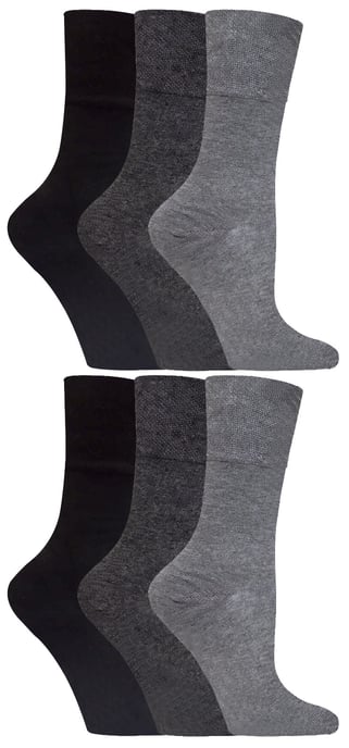 Gentle Grip - 6 Pares de Calcetines Diabéticos de Mujer con Parte Superior de Peine de Miel y Costuras de Puntera Unidas a Mano - Gris 36 - Image 1